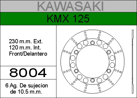 Disco Freno Hd Delantero Kawasaki Kmx 125