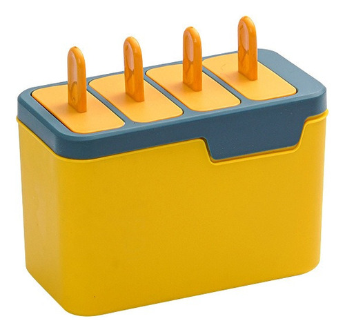 Molde De 4 Piezas Paletas Para Helado, Reutilizables Amarillo