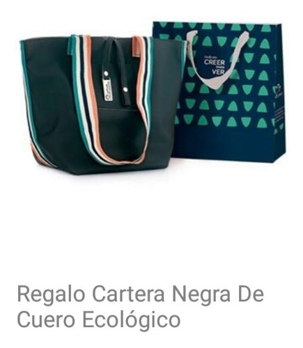 Cartera Negra Cuero  Creer Para Ver Natura-dia De La Madre