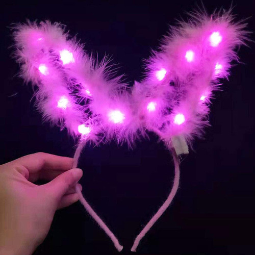 Diadema Vincha Luminosa Con Oreja De Conejo Cotillón Led