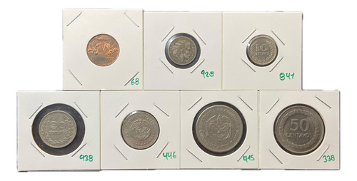 Colección 7 Monedas Centavos Colombia Antiguas-buen Estado 