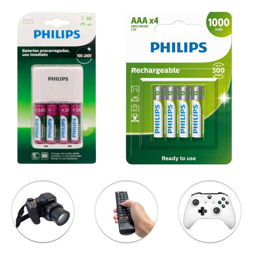 Kit Carregador Sony C/4 Pilhas Aa+4pilhas Aaa Recarregavel