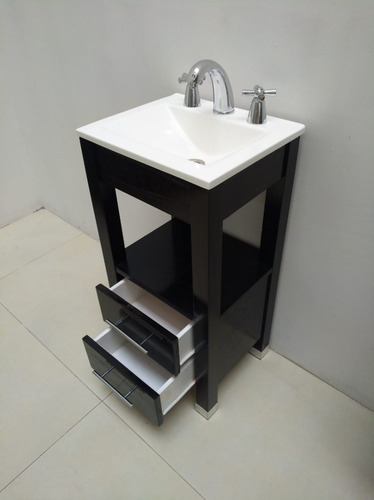 Imagen 4 de 5 de Vanitory 40cm Ancho Color Wengue C/2 Cajones Barrita