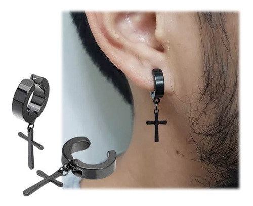 Aros Presión Argolla Acero Resistente Con Cruz Piercing Moda
