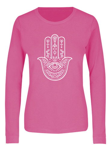 Playera Manga Larga Mujer Mano Hamsa - Símbolo