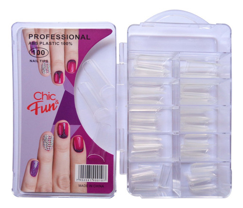 100un Tips Unhas Postiças Curvatura C Bailarina Longa Almond Cor Transparente