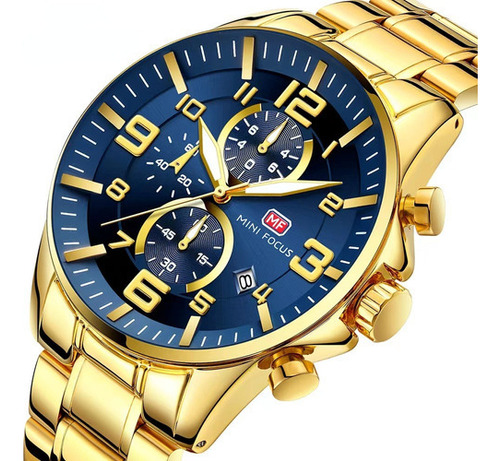Relógio de negócios impermeável luminoso para homens, cor de fundo azul
