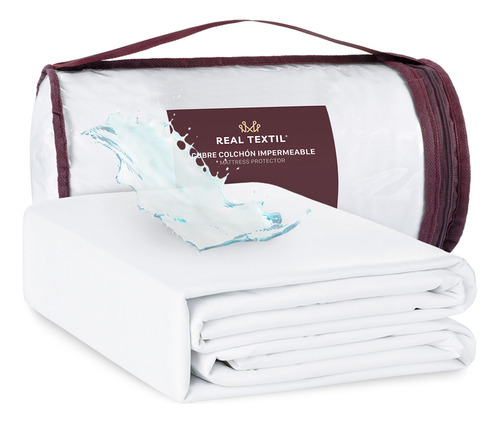 Real Textil Protector colchón 100% impermeable matrimonial color blanco