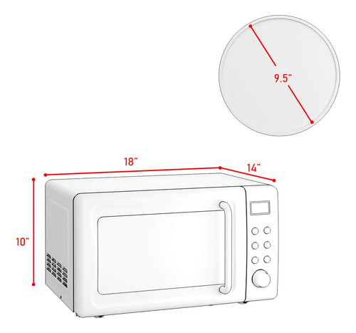 Microondas Retro De 0.7 Cu Ft 700 W Función Descongelación Y