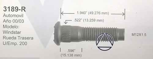 5 Birlos Rueda Trasera Ford Wiindstar 2000-2003 Con Tuercas