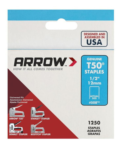 Grampas Grapas Arrow 50824sp Origen Usa 12mm X1250u