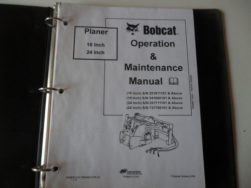 Manual Operacion Bobcat Planer 18 24 Inch Cepilladora
