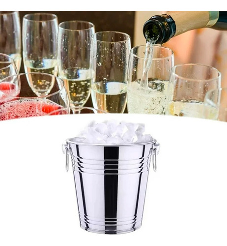 Cubitera De Acero Inoxidable Champan Bebidas 25cm 6.5 Litros Cubeta Hielera