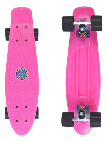 Patineta Estilo Penny Punk Tabla Rosa Ruedas Negras Ruedas Negra