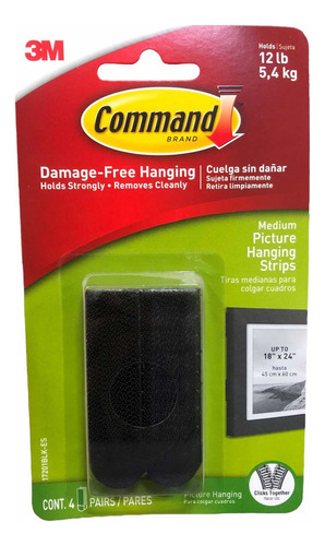 Set 4x Tiras Para Colgar Cuadros Hasta 5.4kg 3m Command New