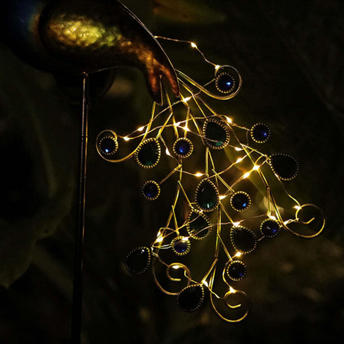 * Luces Solares De Pavo Real Adornos De Césped Con Energía