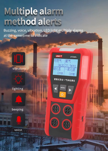 Medidor Detector Multigas 4 En 1 Uni-t Ut334e+ O2 H2s Co Lel
