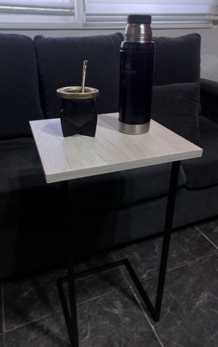 Imagen 3 de 5 de Mesa Arrime Auxiliar Sillón Hierro Madera