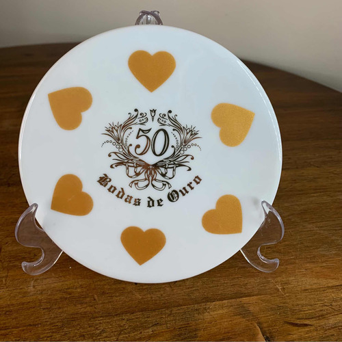 Placa Comemorativa 50 Anos Bodas De Ouro 13 Cm