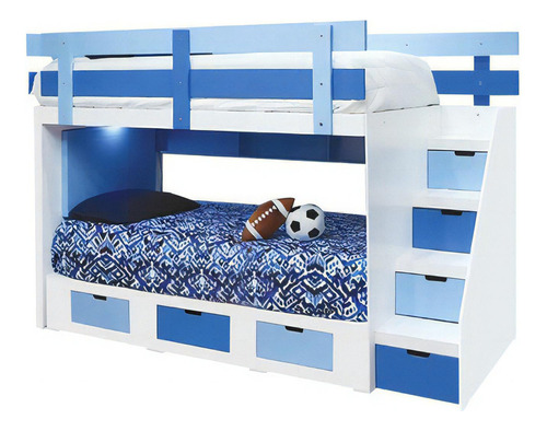 Cama litera Mobile Blue individual color blanco fabricada en mdm