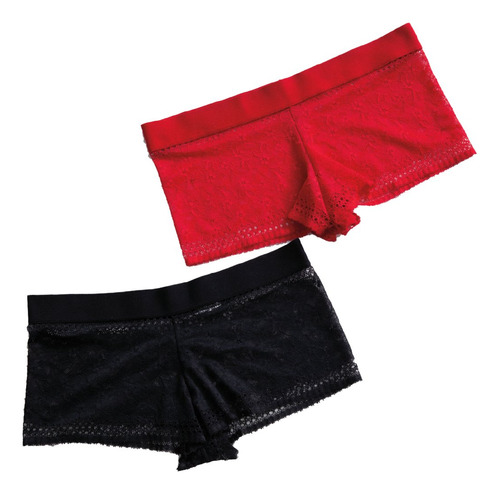 Cachetero Paq X2 Para Mujer Bicolor Negro-rojo Mp