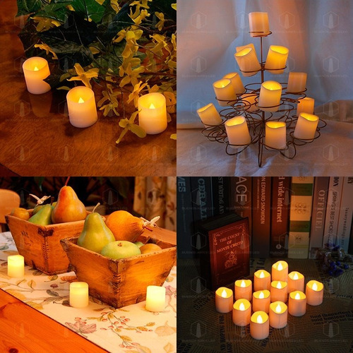 Imagen 4 de 10 de Combo Led Navidad Vela Decorativa Lisa Blanco Calido Pack 10