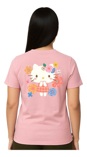 Playera Unisex Hello Kitty Flowers Rosa