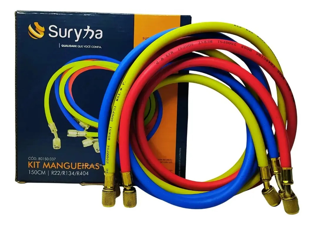 Kit Mangueira Manifold 150cm R22 134 404 Refrigeração Suryha