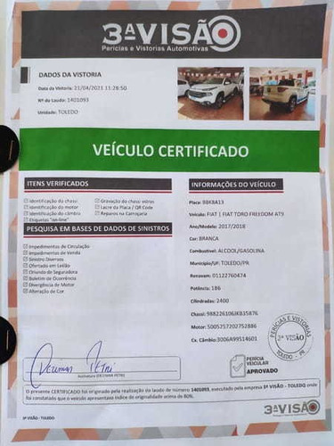 Imagem 14 de 15 de Fiat Toro 2.4 16v Multiair Flex Freedom Aut