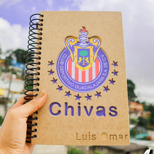 Agenda Diaria 2024 Portada Madera Grabado Láser Chivas E27