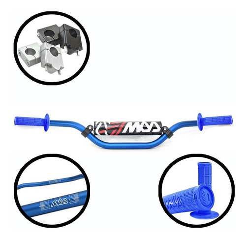 Manubrio Motocros Aluminio Tornado Xr250 Xtz Bross Xr125 Dakar Xr150 Alto + Puños + Clamps Elevadores Mamamotos