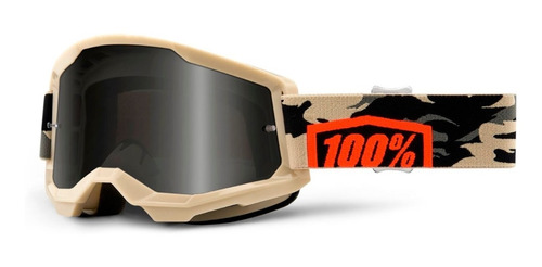 Antiparras 100% Strata 2 Sand Goggle Kombat Smoke Lens Dafy