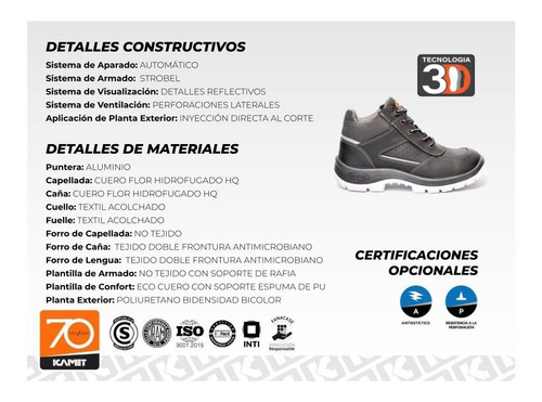 Imagen 6 de 9 de Calzado De Seguridad Kamet Botín Dager Air 3d P. Aluminio