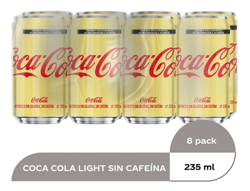 Refresco Coca Cola Light Mini Sin Cafeína 8 Latas 235 Ml C/u