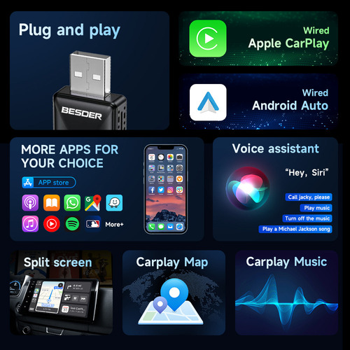 . Adaptador Inalámbrico Car Play, Android Auto Converter 2