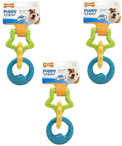 (3 Pack) Nylabone Sólo Para Cachorros Anillo Triple Dentició