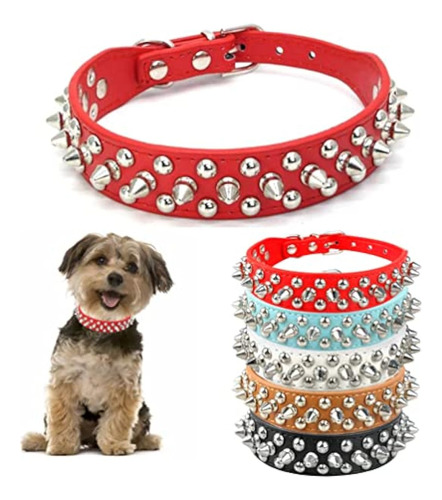 Hotlion Collar De Perro Con Púas Ajustable De Piel