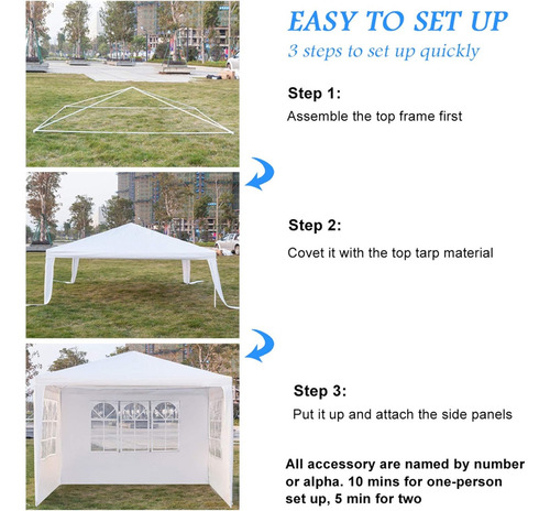 Amoloria Toldo 3x3 Carpa Gazebo Pergola Plegable Portable Para Jardines Blanco