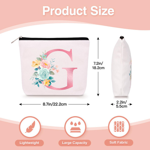Bolsa De Maquillaje Personalizada Con Llavero Inicial, Bolsa