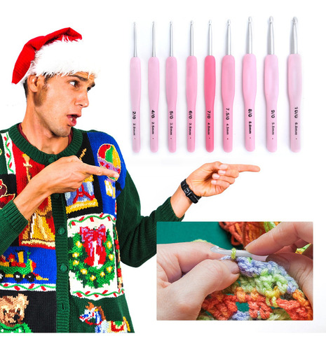 Juego De Ganchillo Diy Crochet Ergonómico Rosa Suave Para Ab