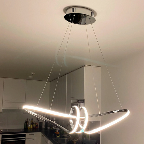Luminária Pendente Design Moderno Luz Led 127/220V Cromado Sala Jantar Quarto Símbolo Infinito Iluminação Hall De Entrada Casa Attract 4x4sc