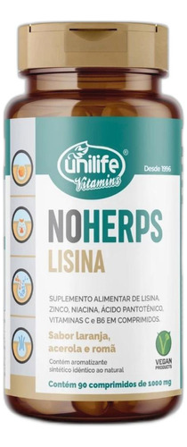 Suplemento Alimentar De Lisina Noherps 90 Comp. De 100mg