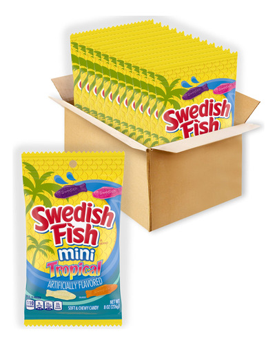 Swedish Fish Mini Tropical Soft & Chewy Candy, 8 Onzas (paqu