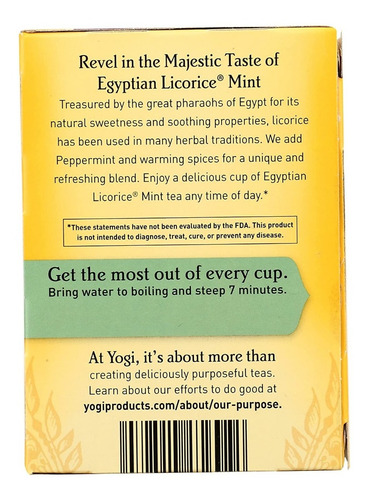 Té Yogi Egyptian Licorice Mint Regaliz Menta Kosher Import