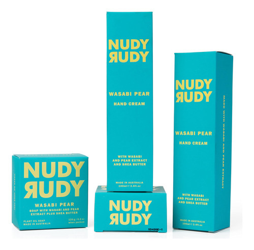  Nudy Rudy - Wasabi Pear - Paquete De Crema De Manos Y Jabn