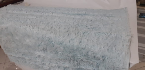 Tapete De Sala Shaggy 1,00x1,40 Azul Desenho Do Tecido Liso