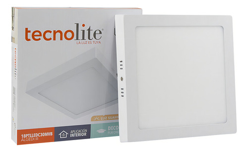 Lampara De Sobreponer 18w Cuadrada Tecno Lite Luz Cálida