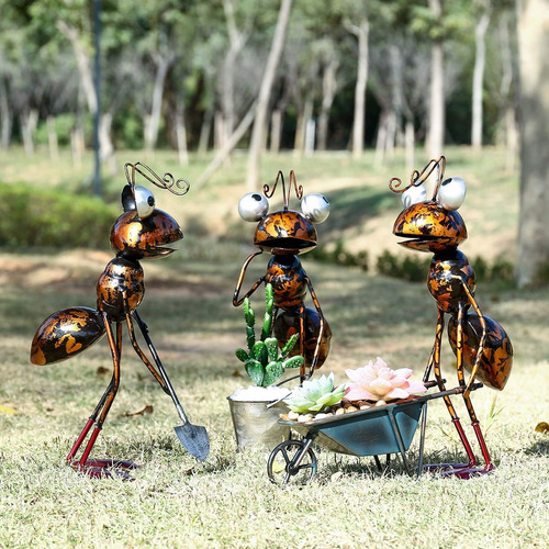 Escultura De Jardín Hormiga Tooarts Con Balde Y Pala