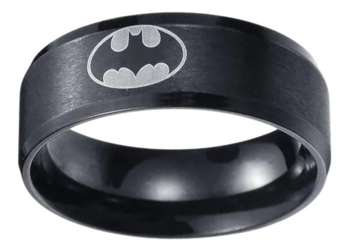 Anel Aliança Cor Preto Batman Homem Morcego Espessura 8mm