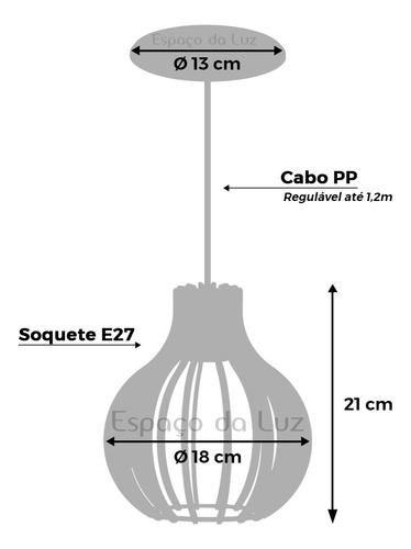 Lustre Pendente Para Sala Cozinha Quarto Madeira Mdf 18x21 Montado E27 - Cor Madeira Crú